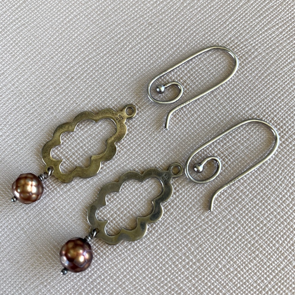 Pandora Coffee Pearl compose earrings